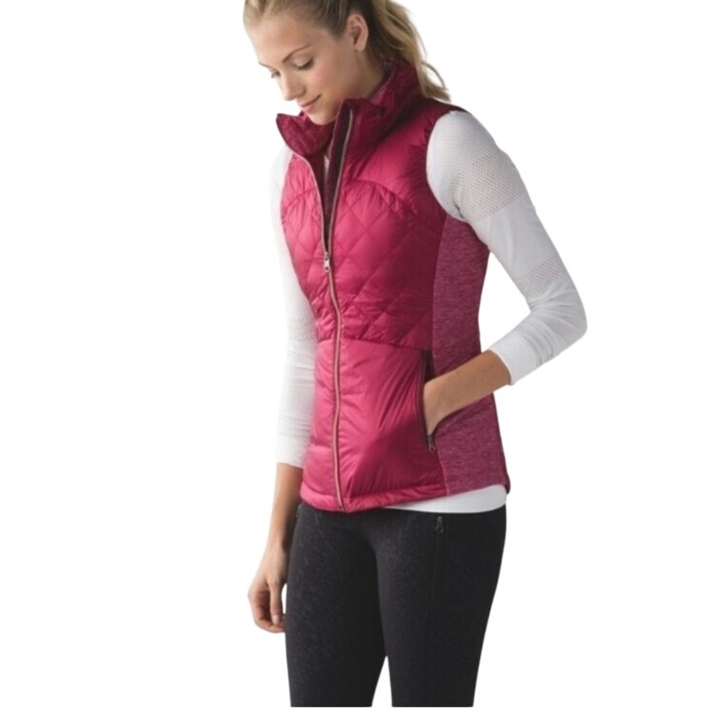 Lululemon Down for a Run Vest Berry Rumple Size 6 Goose Down